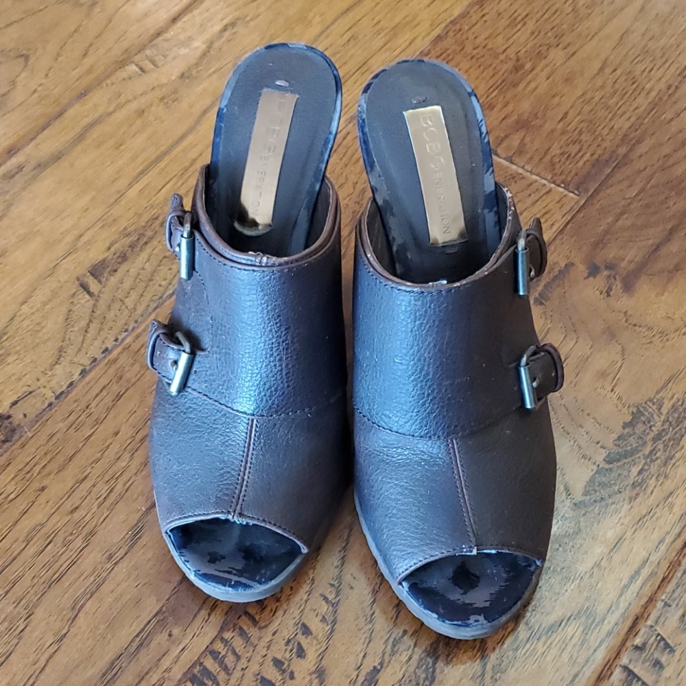 BC BG Open Toe Block Heel Shoes